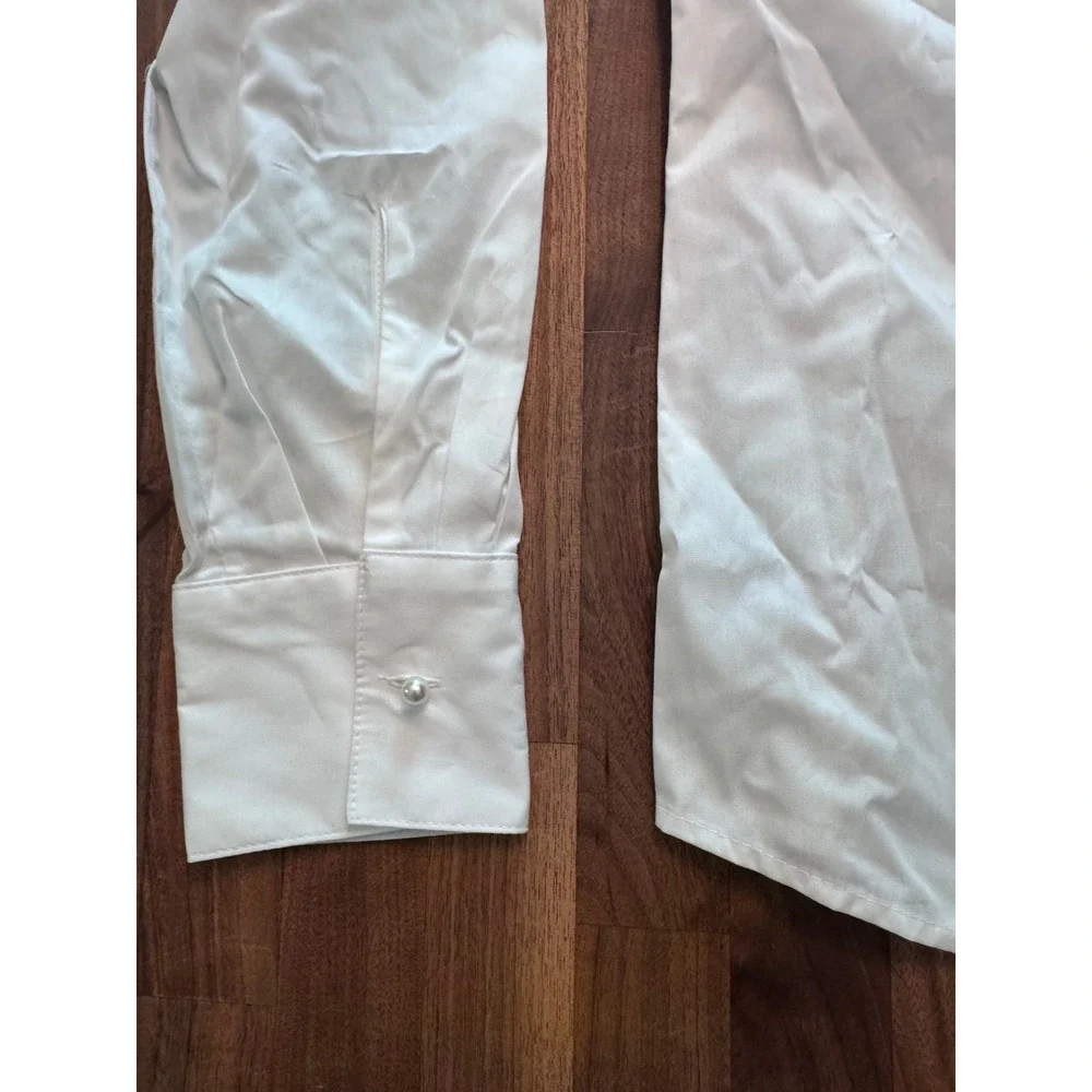 Karl Lagerfeld Paris Womens White Pearl Rhinestone Bib Button Down Shirt XL